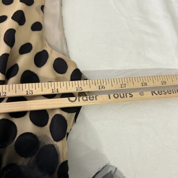 Burlapp Women's Polka Dot Beige and Black V-Neck Dress with Tulle Bow Detail 0 - Picture 10 of 11